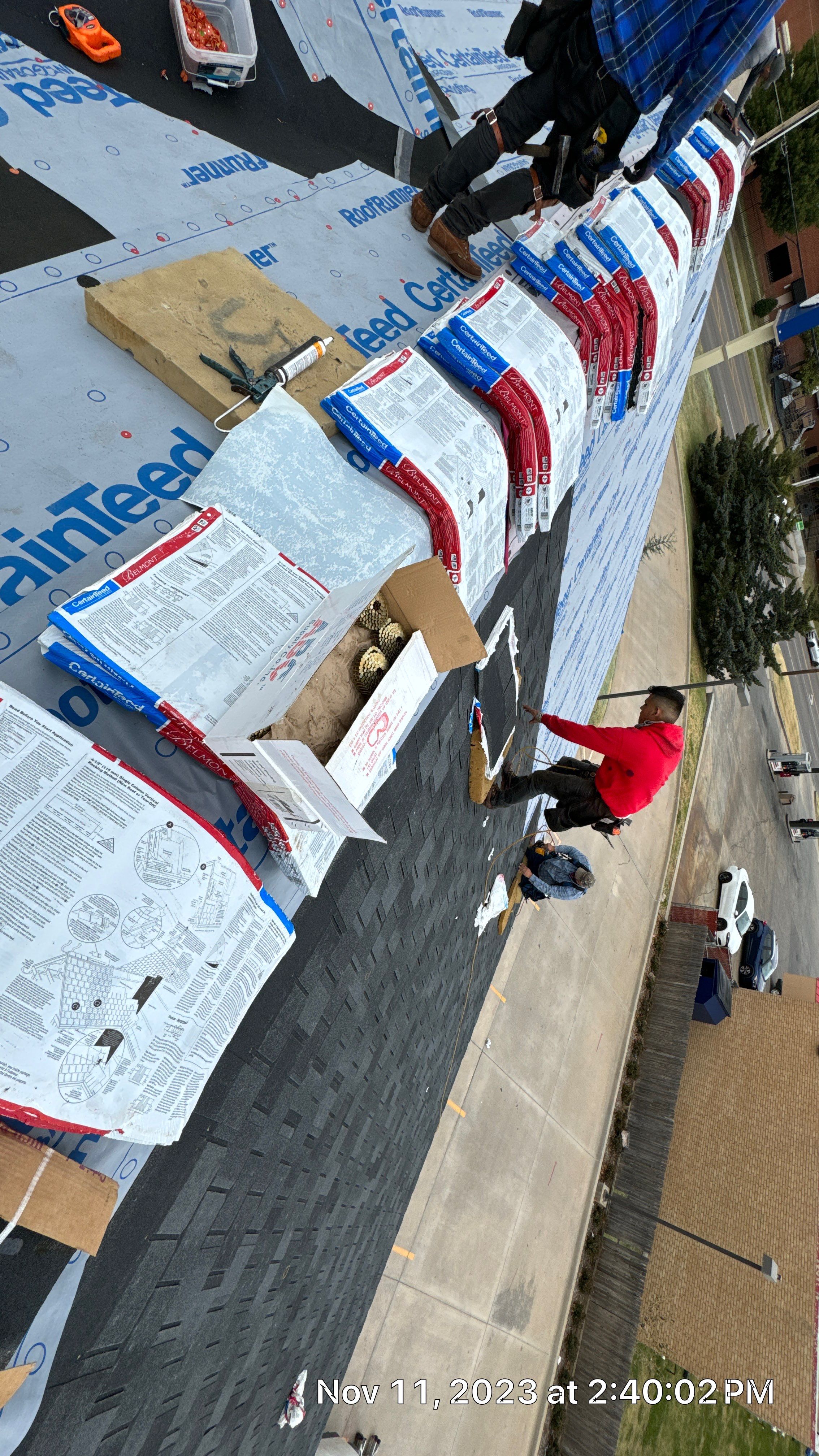 Commercial Roofing Installation using Certainteed Belmont IR by Castillo Roofing