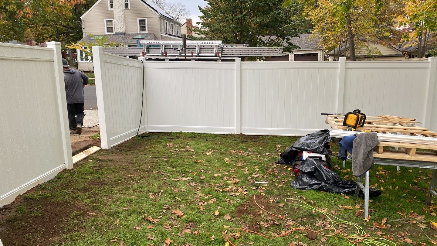 Fence Installation using Vinyl Fence  by A Plus Exterior