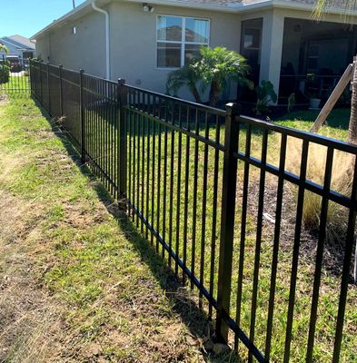 Aluminum Fence Installation using 4ft 3 Rail Black Aluminum Fence