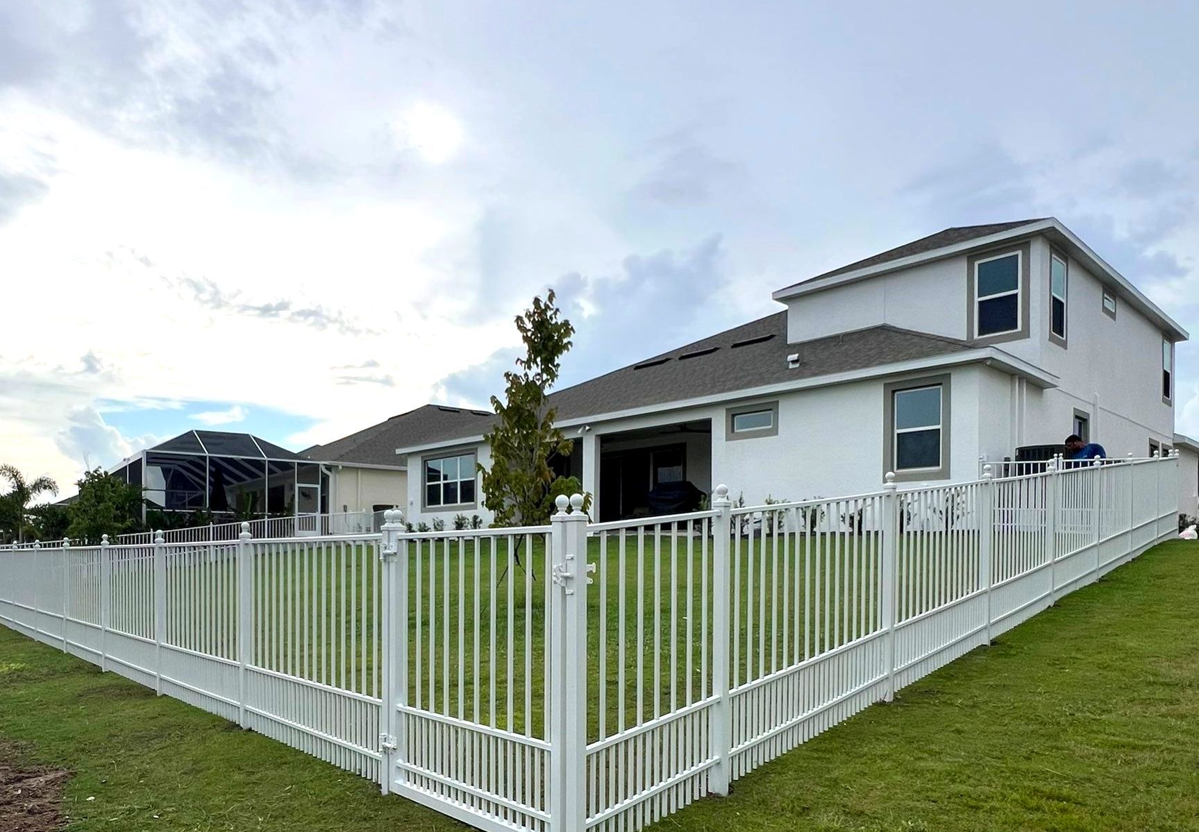 Aluminum Fence Installation using White Aluminum Puppy Picket Fence by Asap fence and gates, LLC