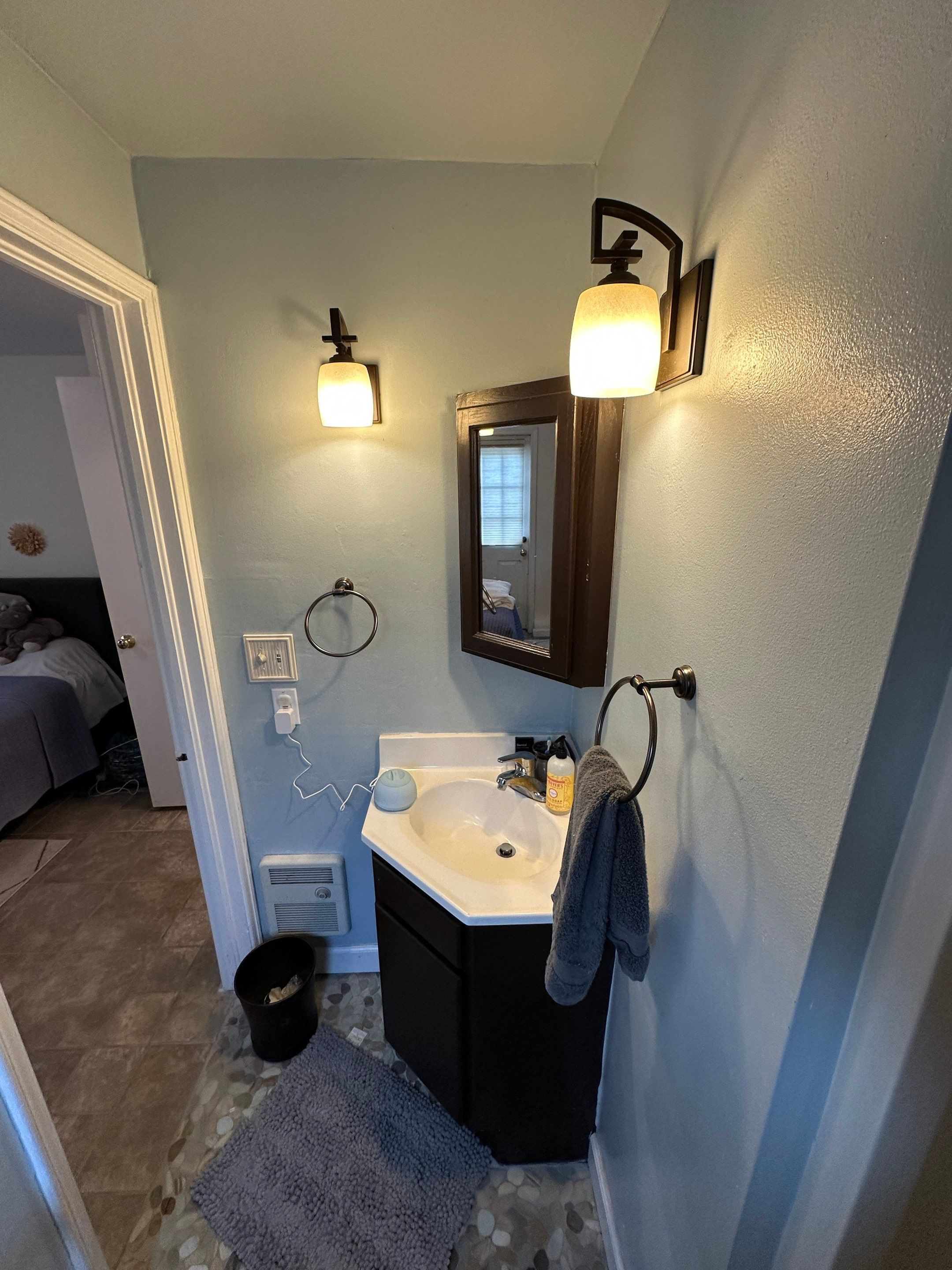 Bathroom-drywall repair and repaint by Herrera’s Bay Area Painting inc.