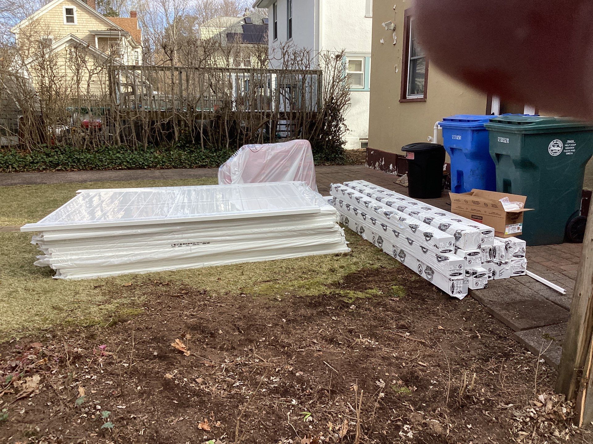 Fence replacement with White Vinyl privacy fence by DiGiorgi Roofing and Siding Inc