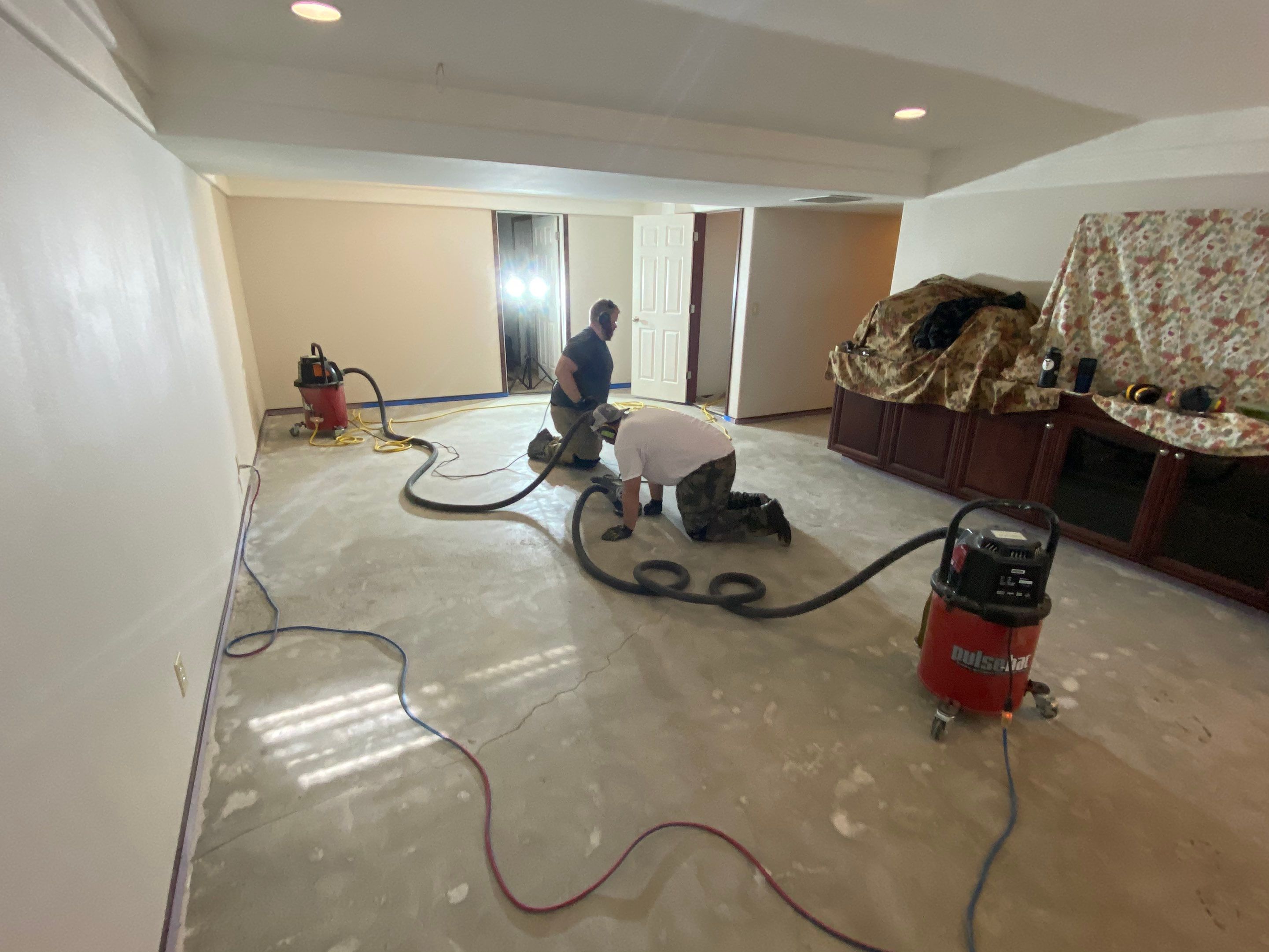 Basement Transformation using Ash Colorway by Croc Coatings, LLC