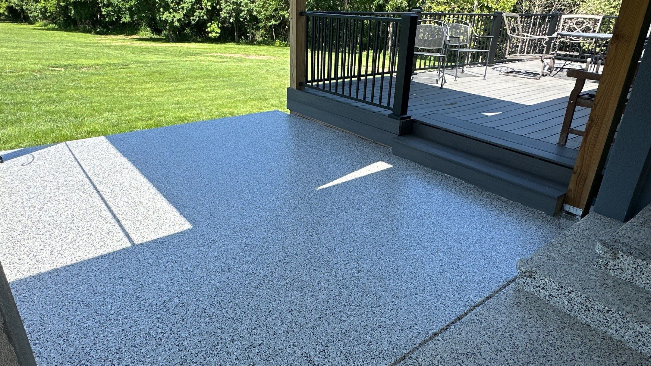 Dennis P. upgraded his garage and patio with a new flake floor by Banner Garage