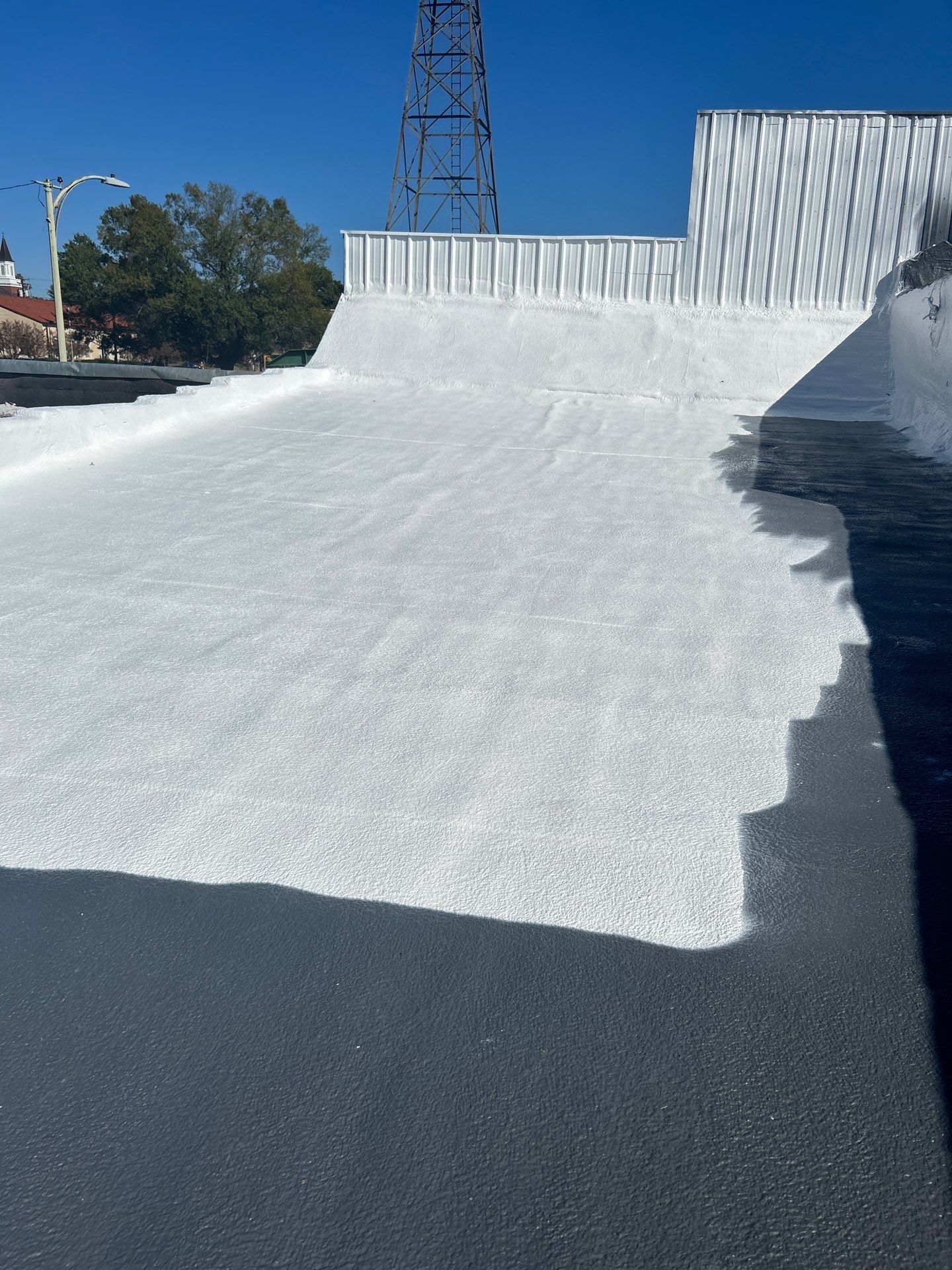 Downtown Gladewater Commercial Foam Roof Restoration – SPF + High-Tensile Acrylic by All Star Roofing LLC