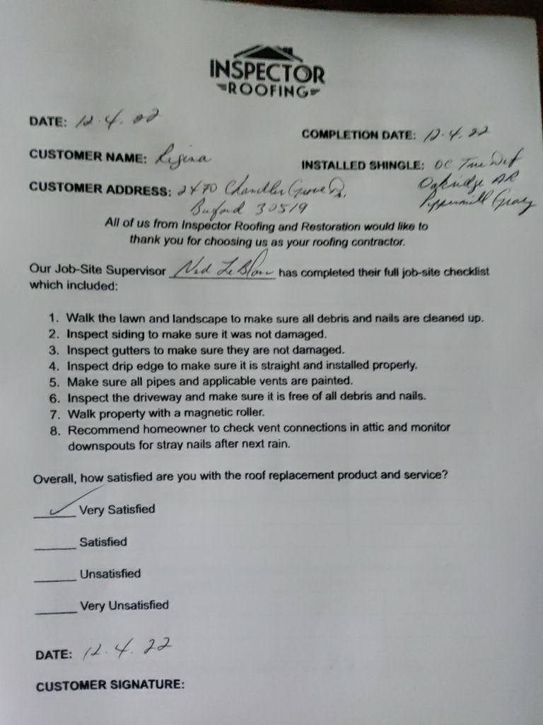 Residential Roofing Installation using Owens Corning by Inspector Roofing and Restoration