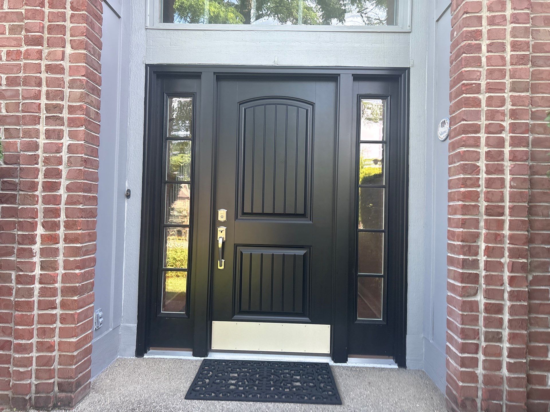 Entry Door Replacement With Sidelights and Transom in Indianapolis by Merrifield Exteriors, LLC