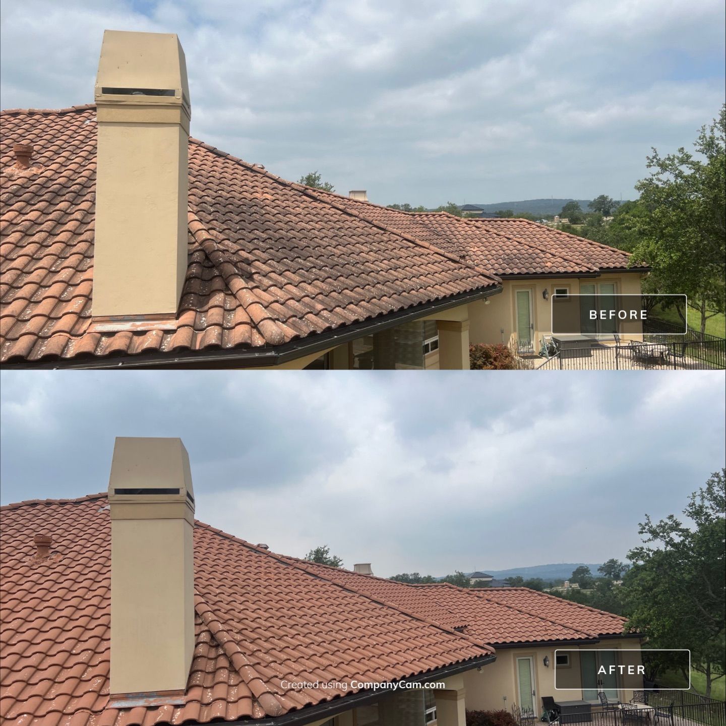Tile Roof Wash Project in Boerne by Bright Choice