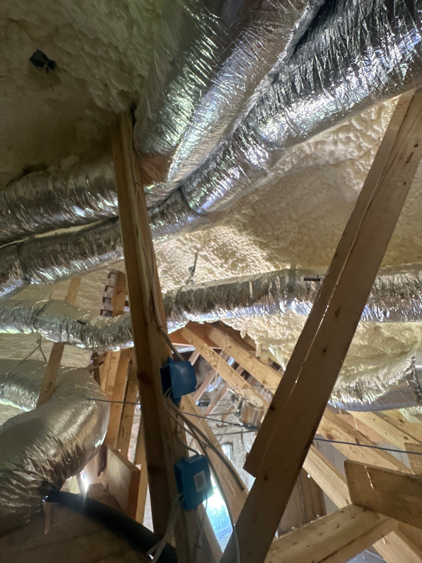 Full encapsulation with open cell spray foam on this custom home in Dallas by Apex Insulation Solutions