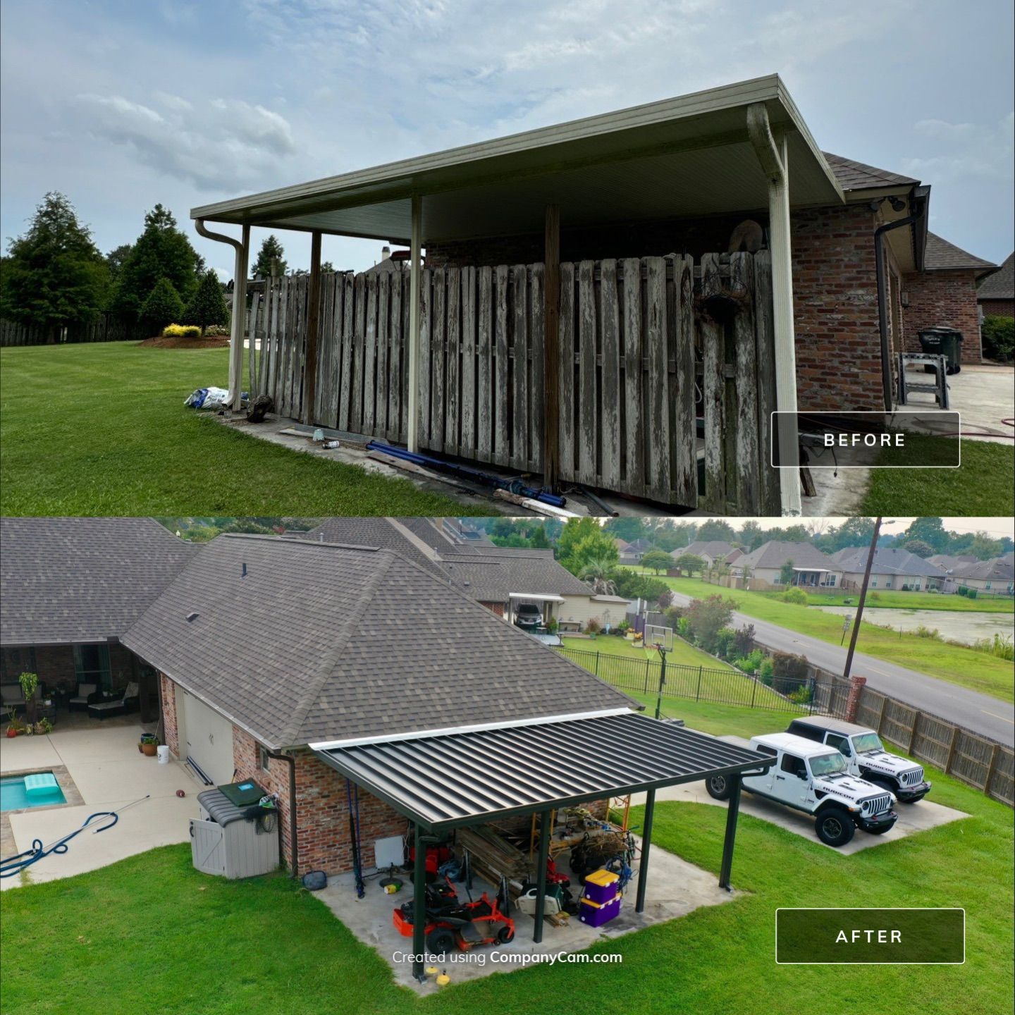 Residential Roofing Installation using Atlas Pinnacle Impact Weathered Wood; Weathered Bronze Gutters  by Top Team Construction