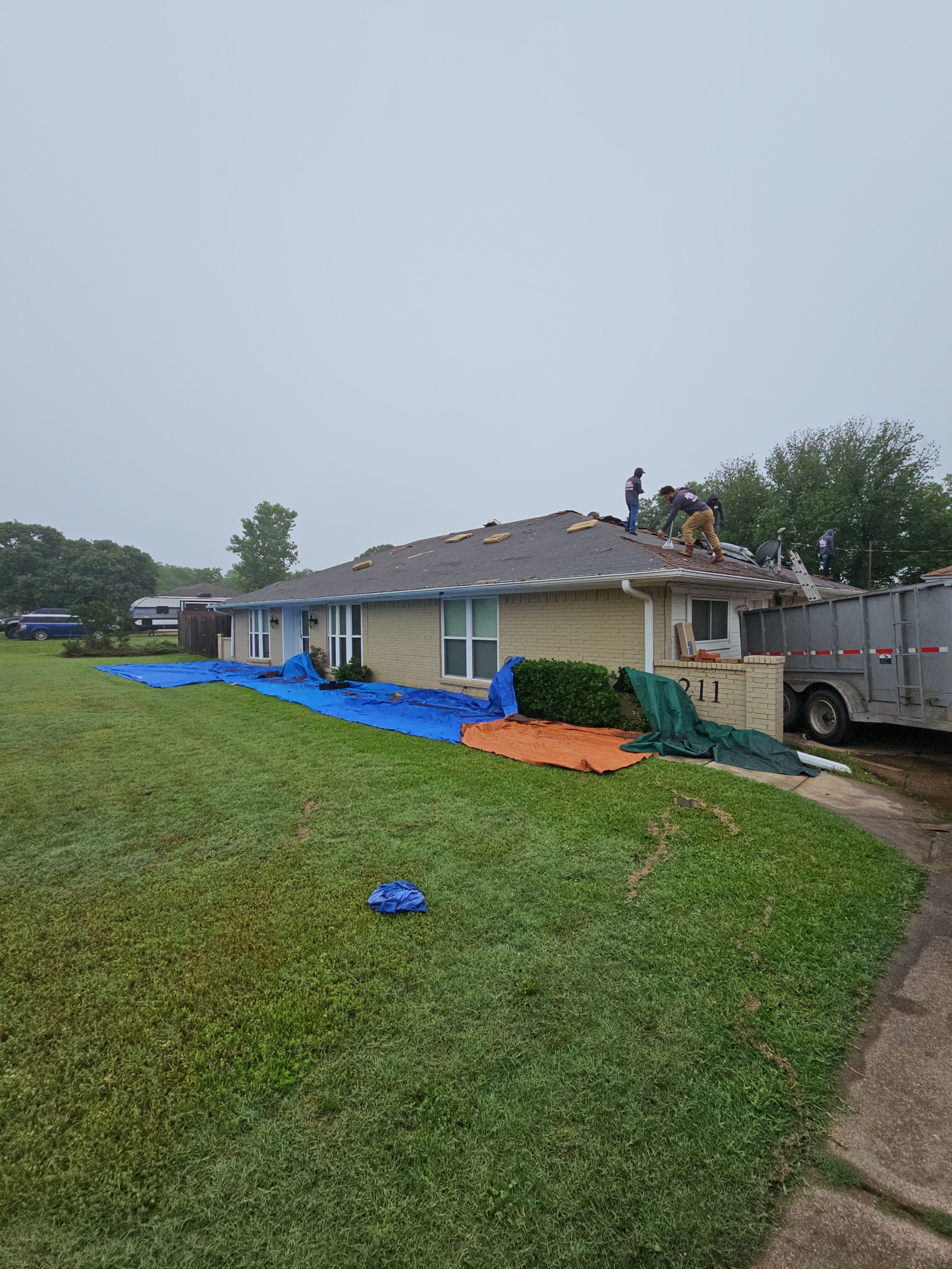 "Full Roof Replacement Due to Hail and Water Damage – Before & After" by road roofing llc