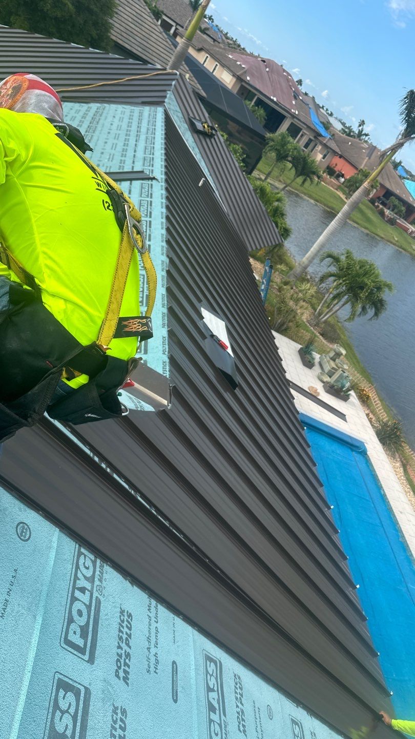 Residential Roofing Installation using Standing Seam Metal Roof in Cape Coral, FL by International Roofing