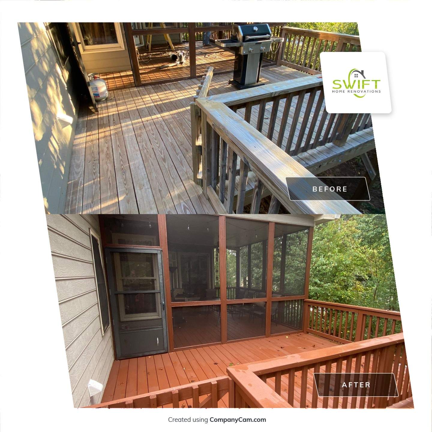 Wood Deck and Screened-In Porch Staining in Woodstock by Swift Home Renovations