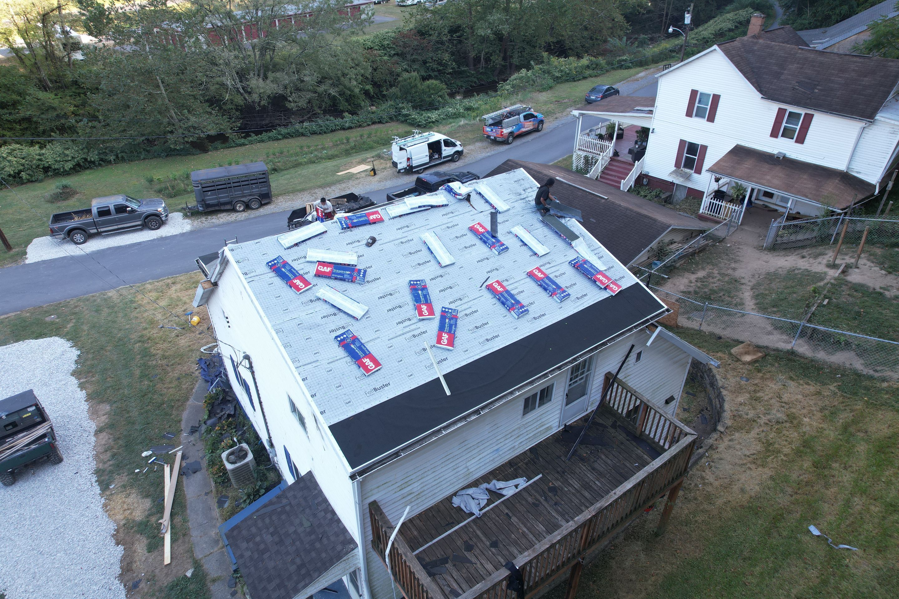 Residential Roofing Installation using GAF Timberline HDZ Biscayne Blue by Rainstoppers Roofing