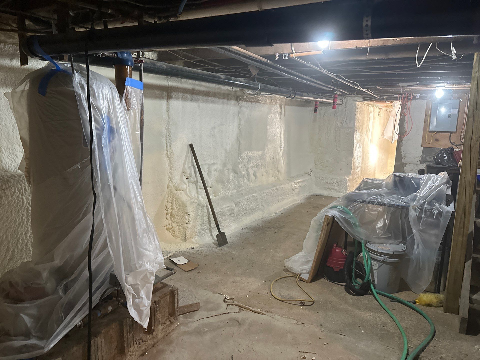Basement Exterior Walls using Closed Cell Spray Foam by NYS Foam & Energy