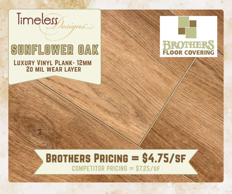 Sunflower Oak Luxury Vinyl Plank Flooring Available at Brothers Floor Covering in Indianapolis by Brothers Floor Covering INC.