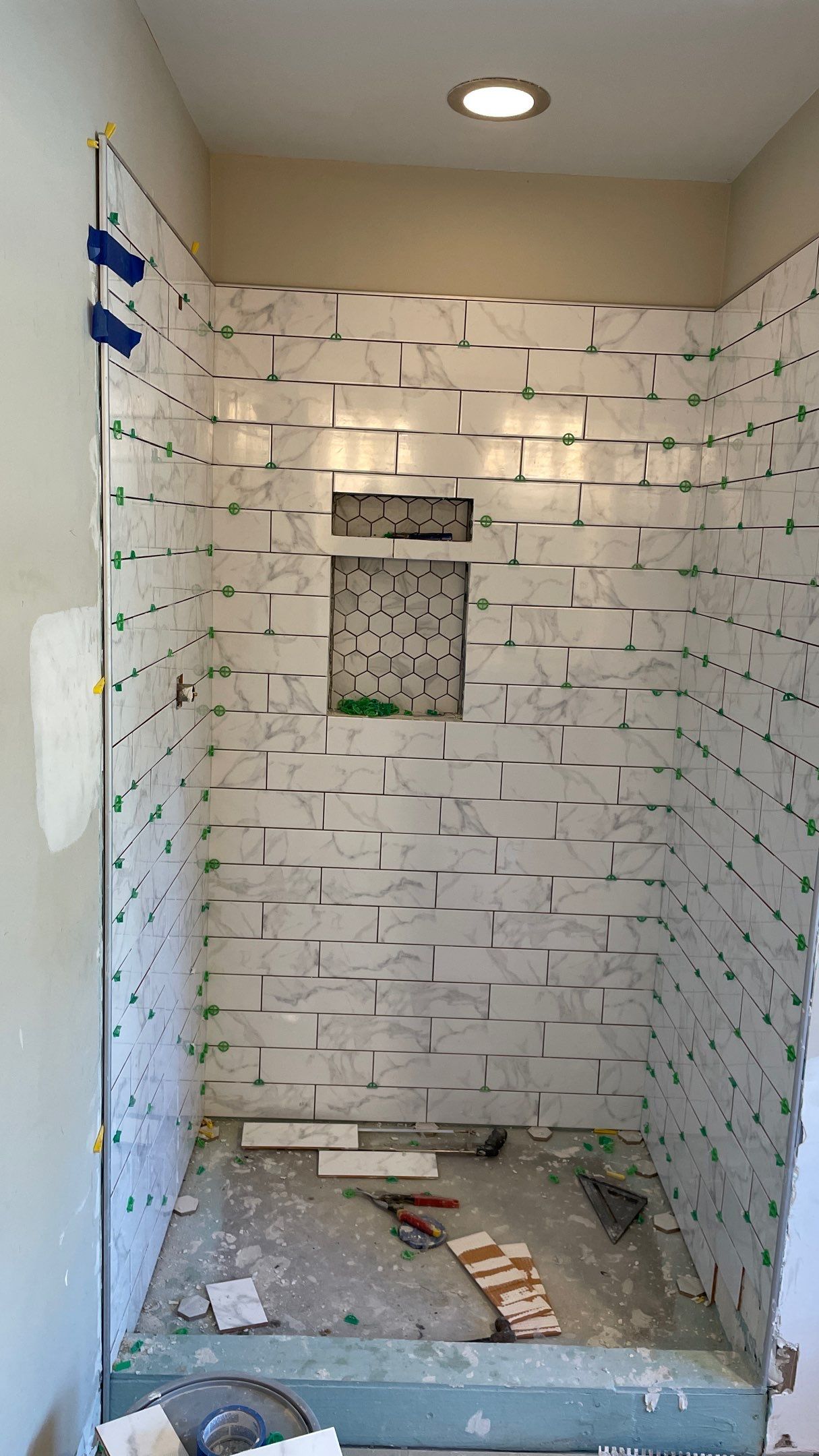 Bathroom Remodel with new Subway Tile Shower by Footprints Floors of Coastal Carolina