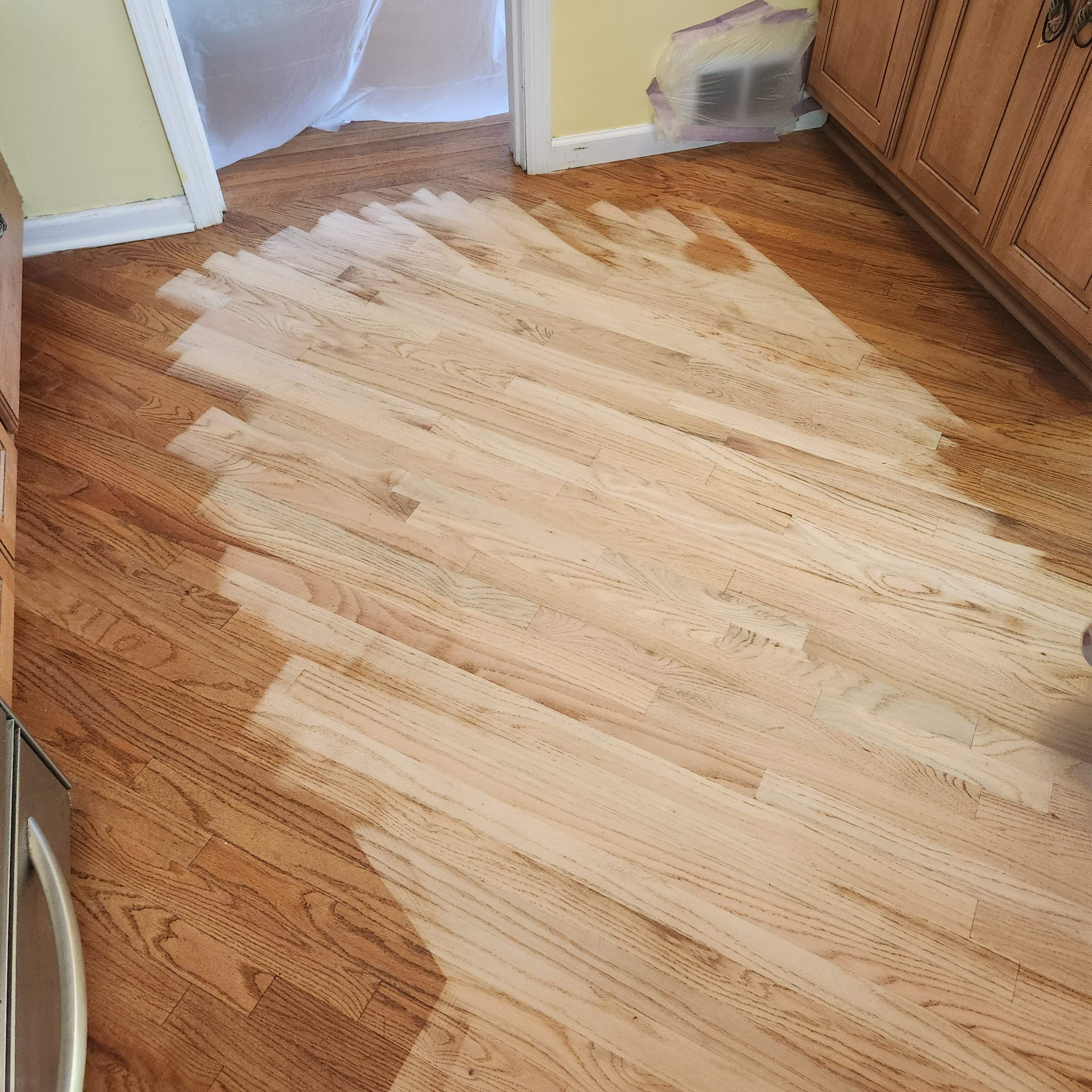 Sand and Refinish Red Oak Kitchen Floor by Footprints Floors Morristown