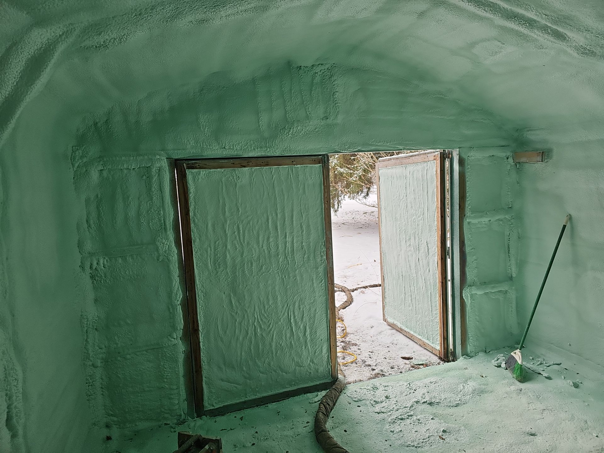 Closed Cell Spray Foam Applied to a Metal Shed by NYS Foam & Energy