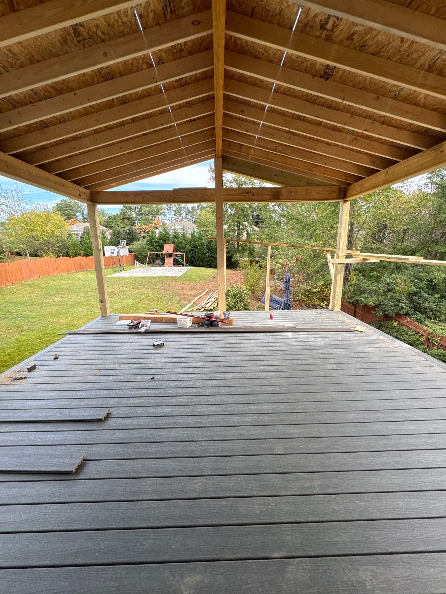 Custom Composite Deck and Covered Gabled Porch in Marietta by Swift Home Renovations