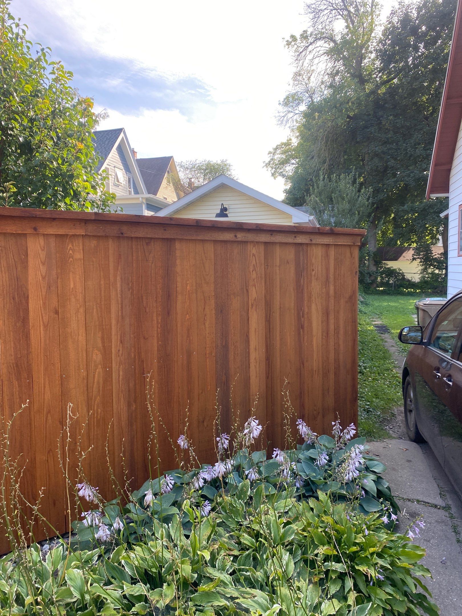 Clear Cedar | 6' | Side by Side | 2x6 Cap & Trim • Pecan by Madison Fence Company