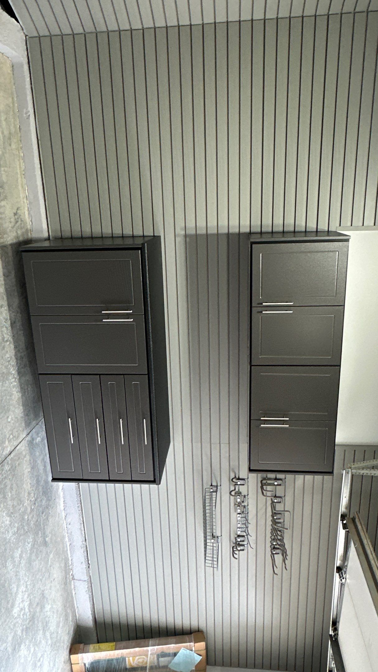 Jeff B got a beautiful combination of Cabinets and Slatwall by Banner Garage