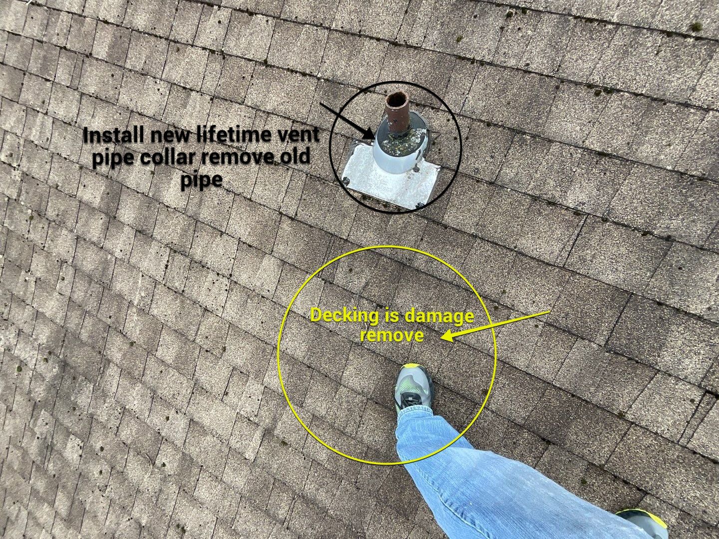 Install new life time vent collars and roof repair  by Alpha Design Services
