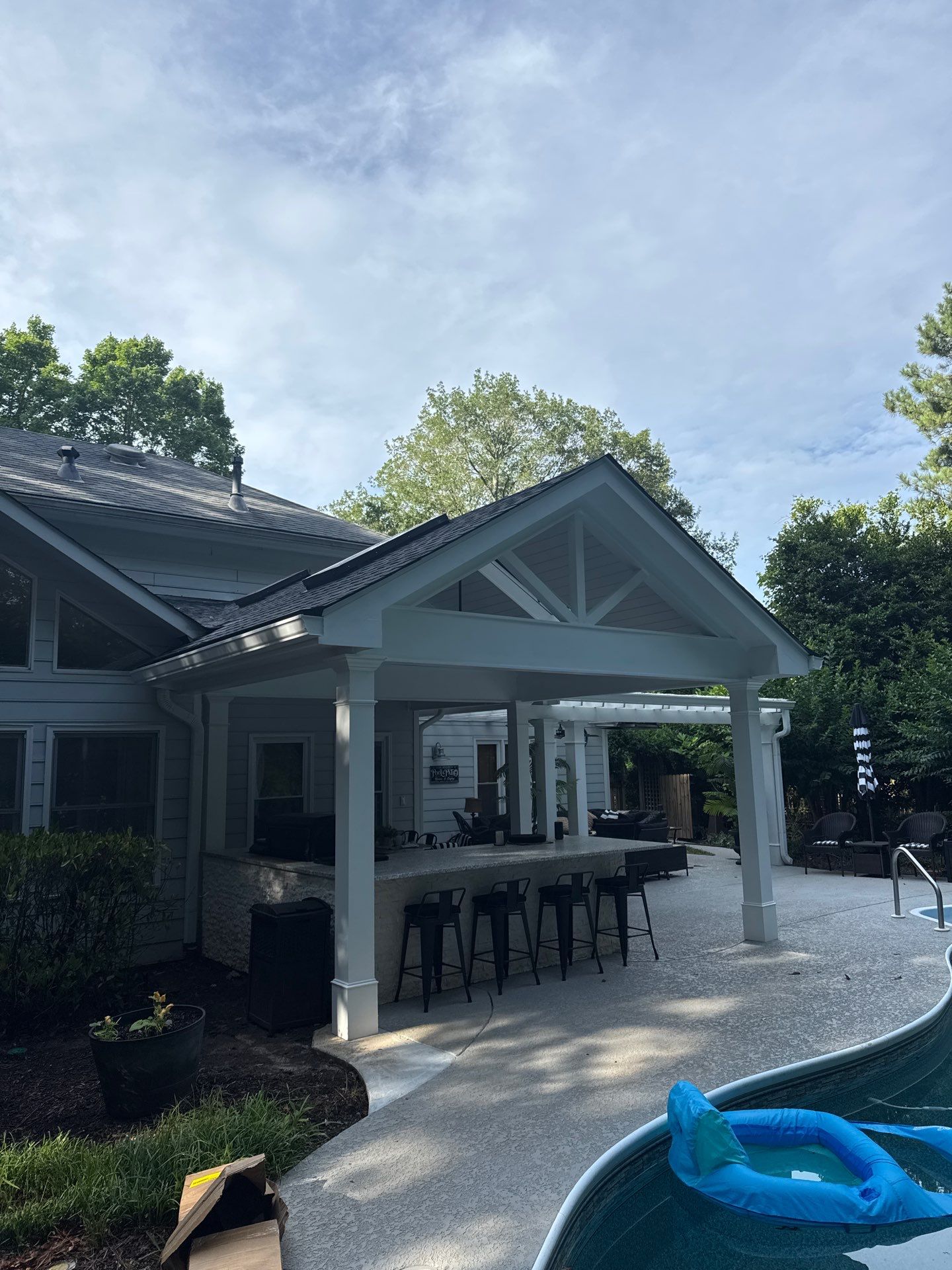 Marietta Poolside Pavilion with Custom Outdoor Kitchen and Pergola by Swift Home Renovations