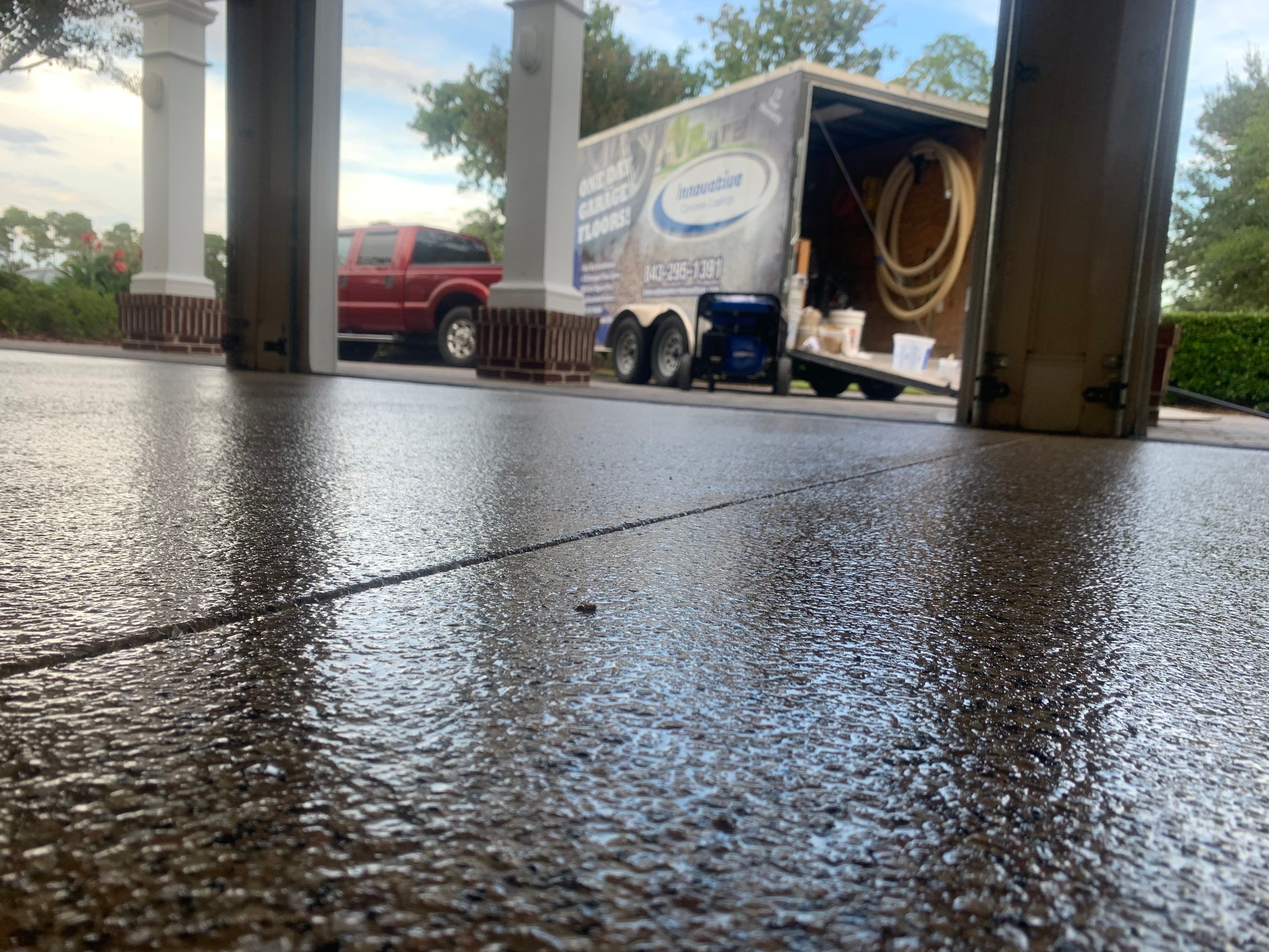 Garage TransFLOORmation using Sandstone by Innovative Concrete Coatings 