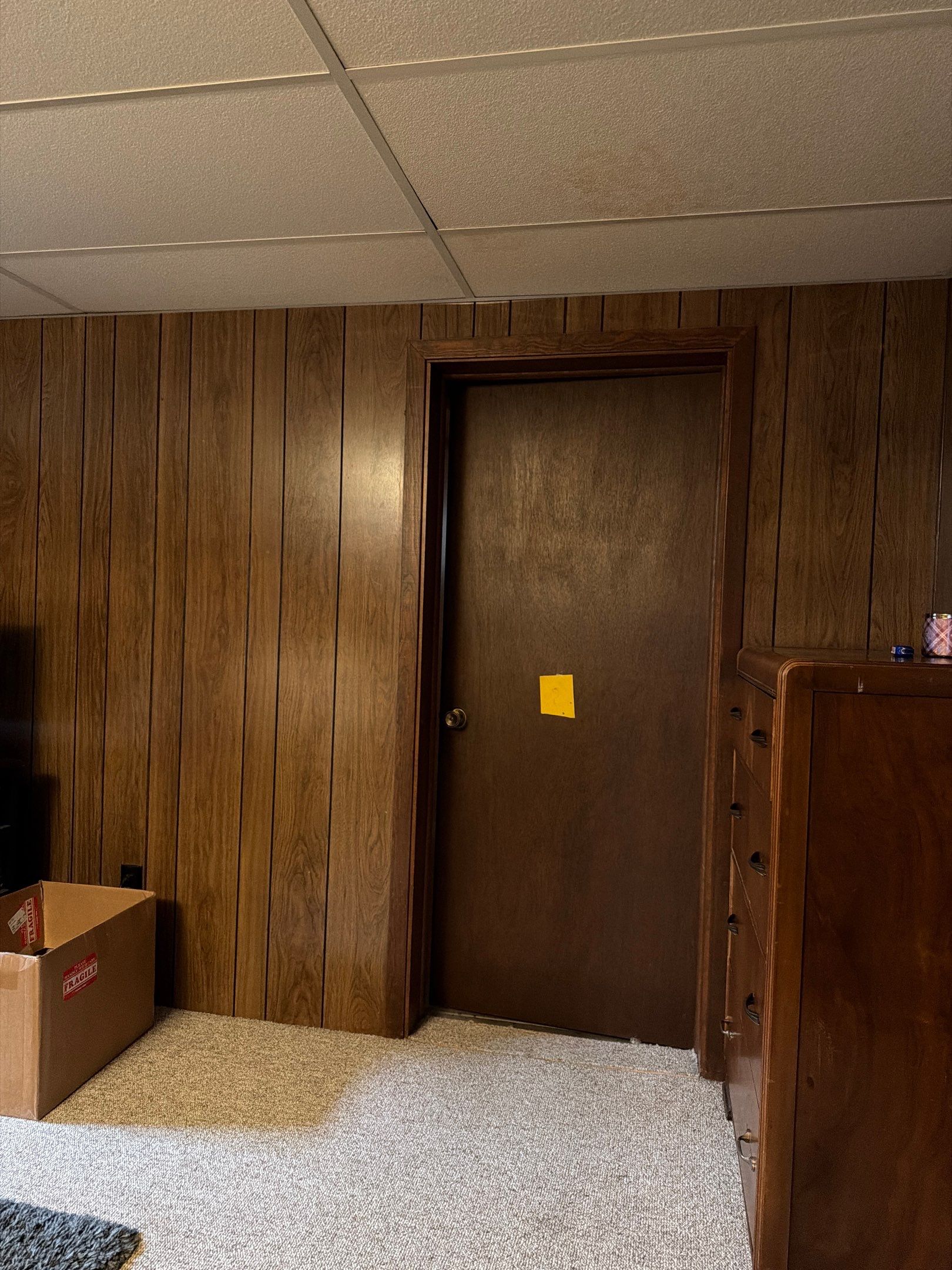 Basement Bedroom Interior Assessment and Ceiling Repair in Lincoln by CompanyCam Sales Demo
