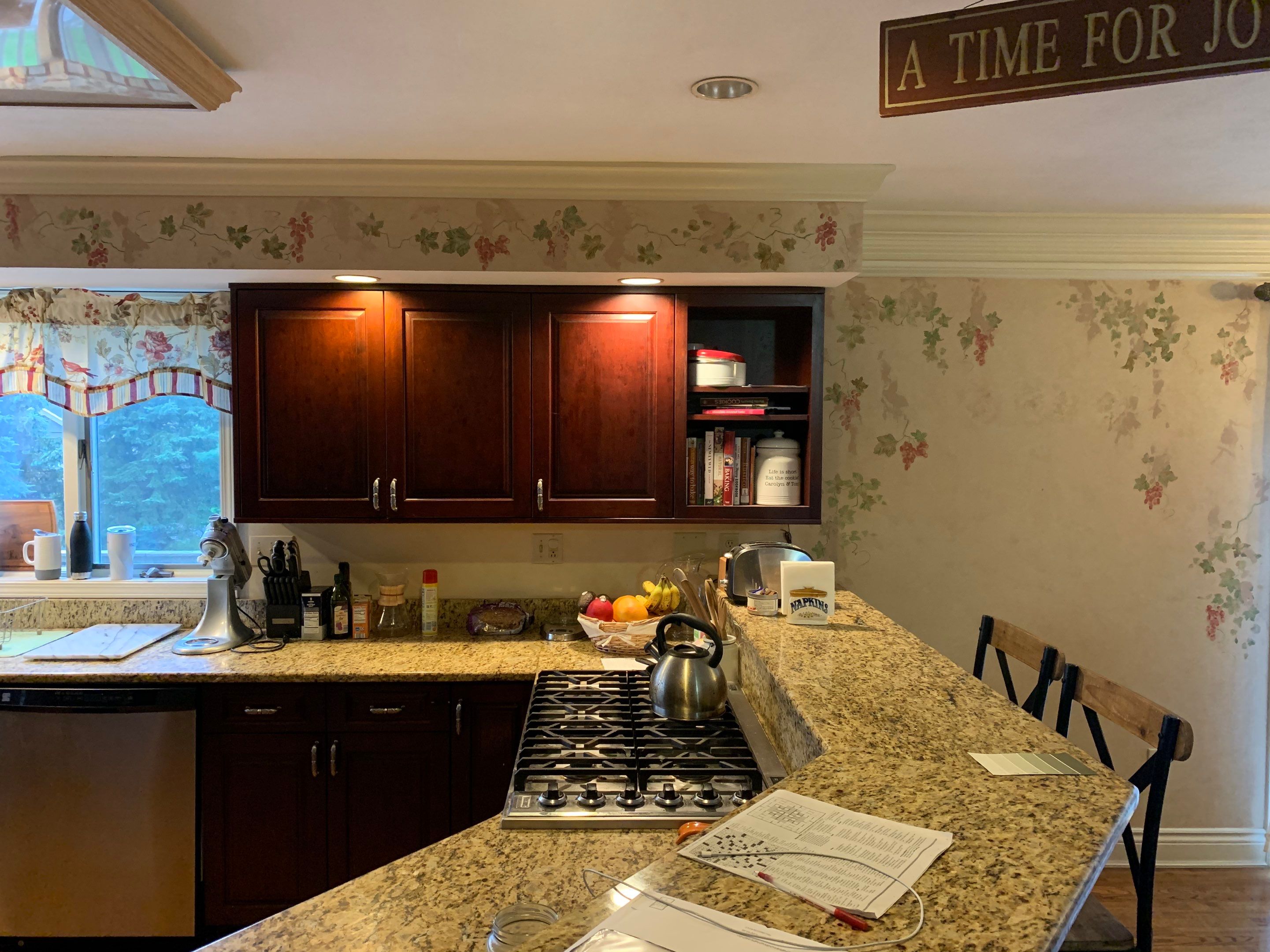 Fireplace/Mantle and Painting Stenciled Walls by Empire Painting Services, LLC