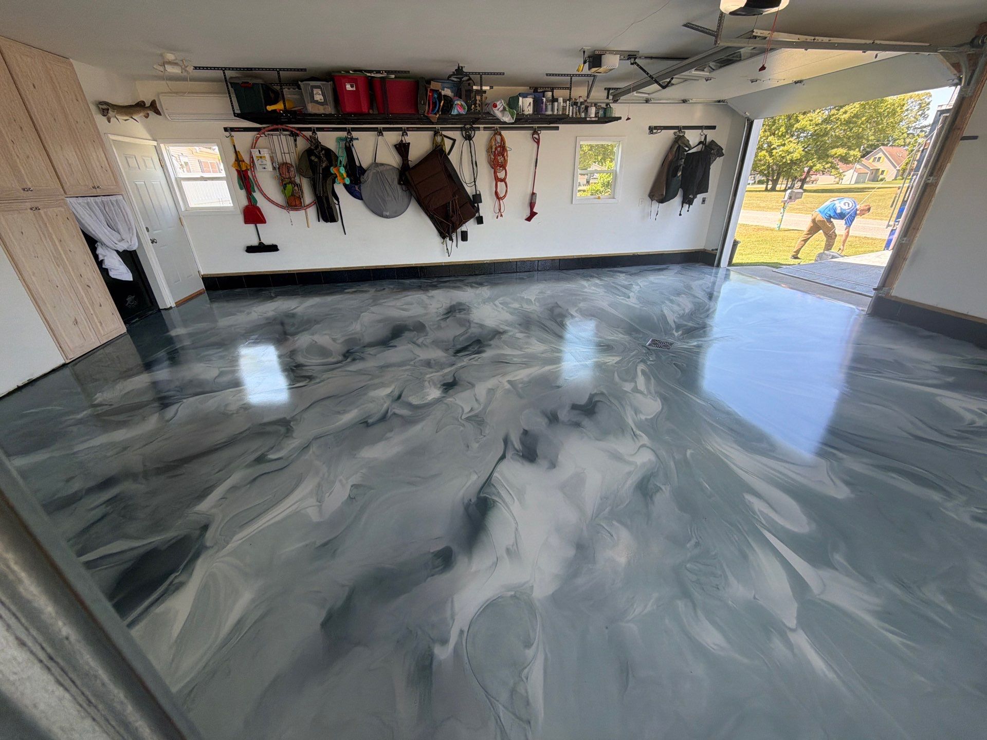 Custom Metallic Epoxy Floor and Polished Countertop Installation in Mears by Gordon Painting