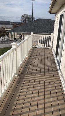 Deck Refurbush and Door Replacement using Trex Decking and Railing. Polaris Patio Doors