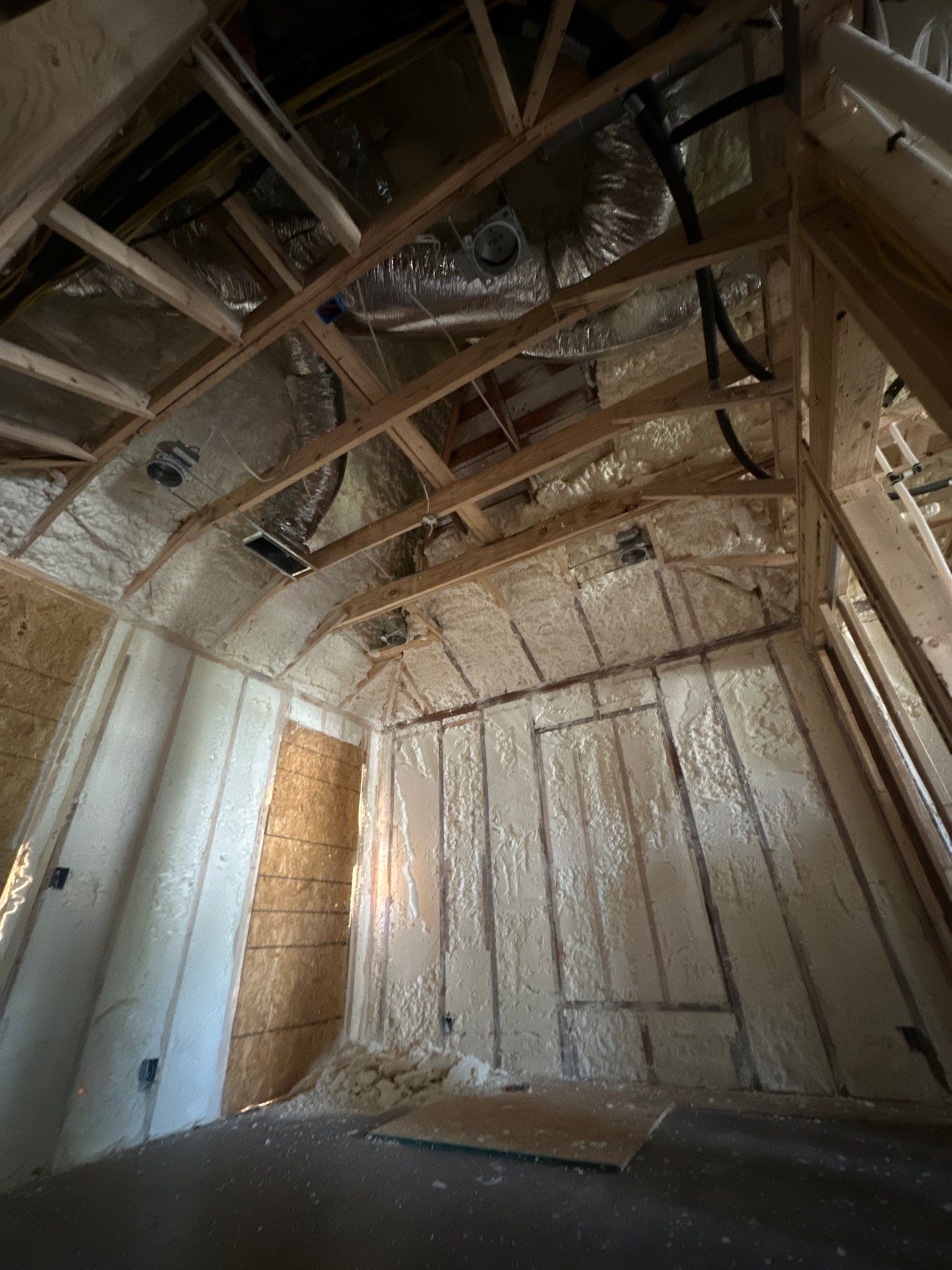 Full encapsulation with open cell spray foam on this custom home in Dallas by Apex Insulation Solutions