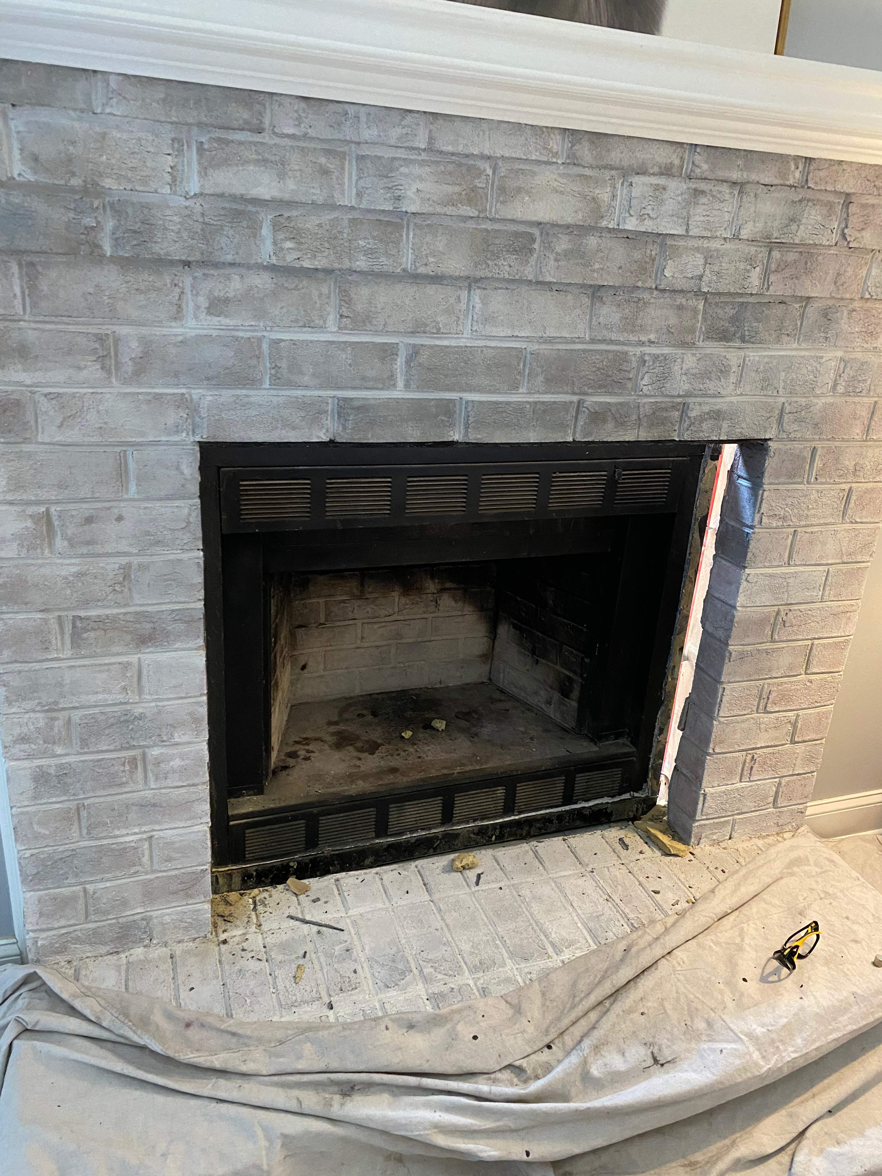 Wood Prefab Fireplace Replacement in Virginia Beach by Premier Chimney and Roofing