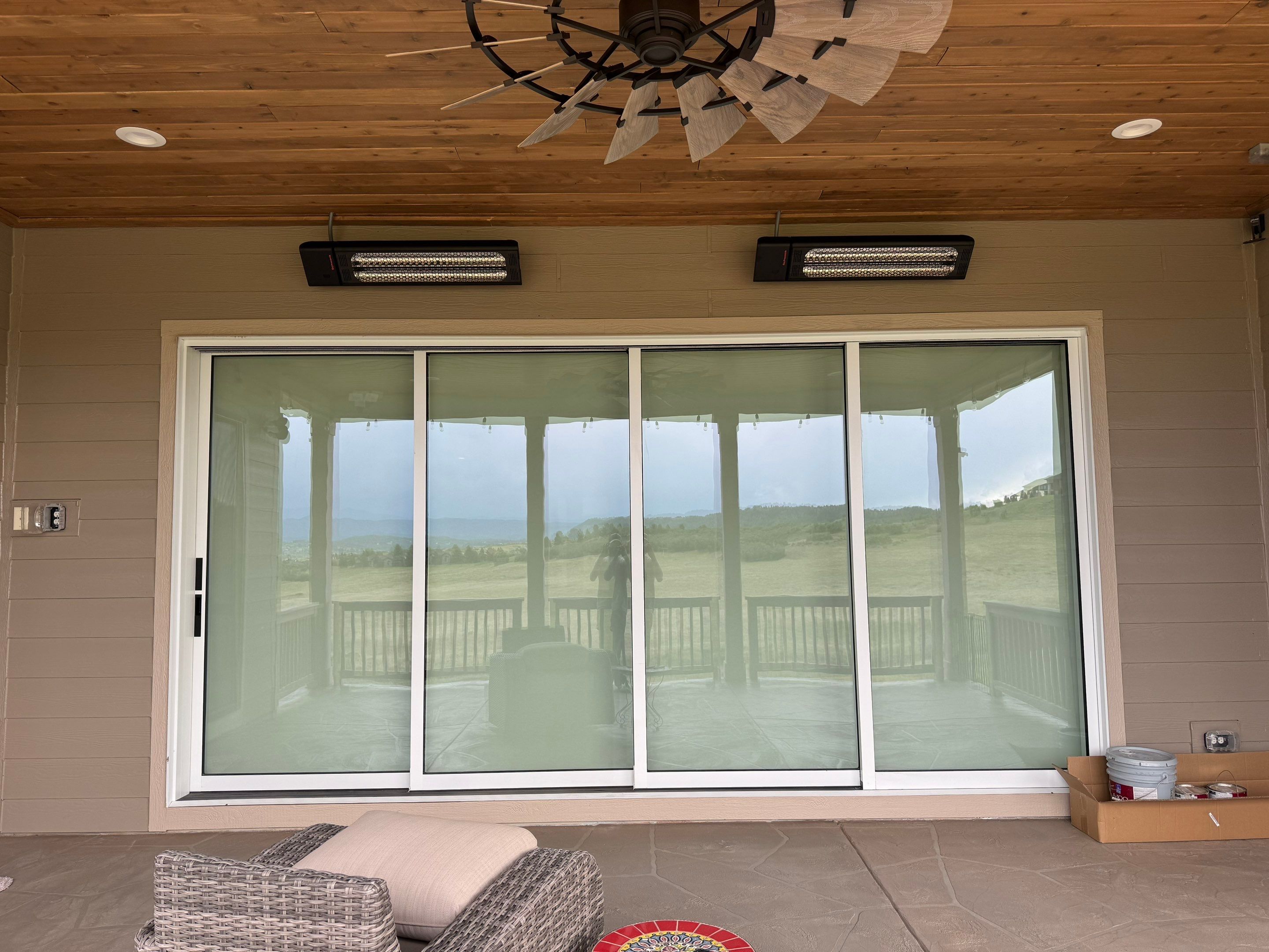 Exterior MagnaTrack Solar Screen Installation on Castle Rock Covered Patio by Outdoor Solutions Colorado