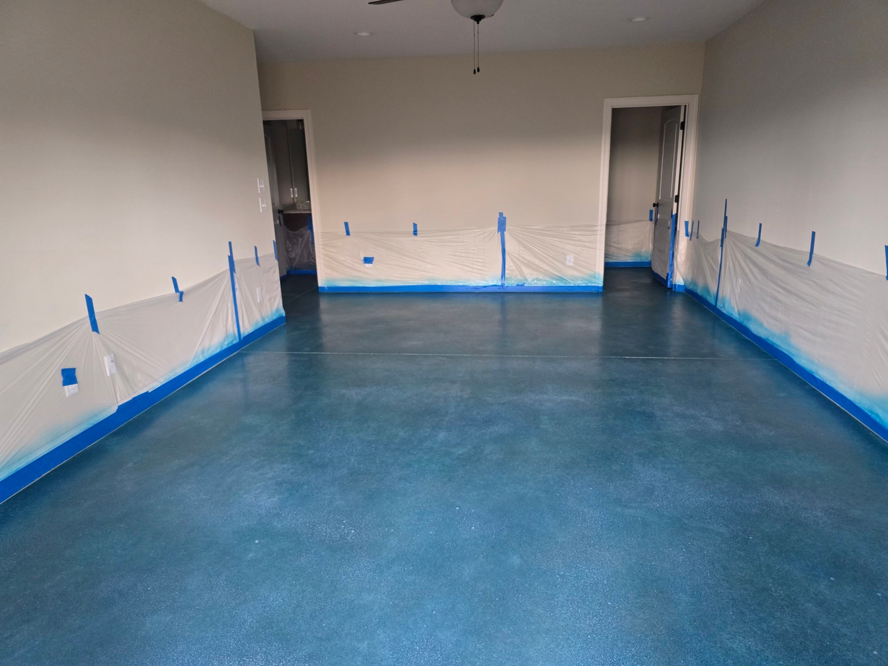 Basement Floor in Carribbean Blue by Elite Floor Solutions
