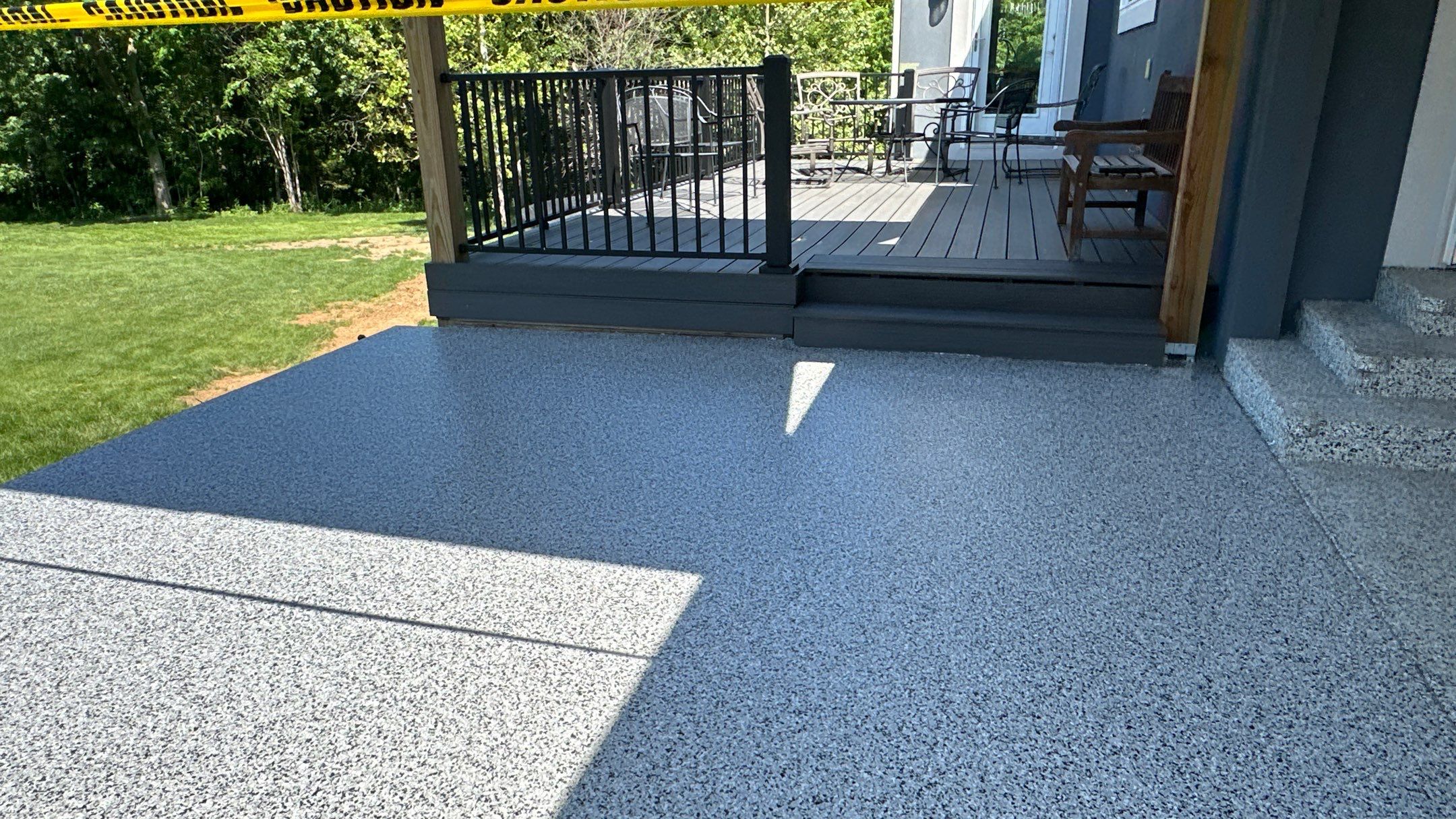 Dennis P. upgraded his garage and patio with a new flake floor by Banner Garage