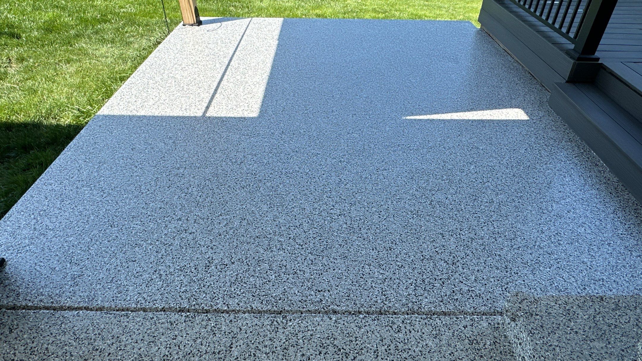 Dennis P. upgraded his garage and patio with a new flake floor by Banner Garage