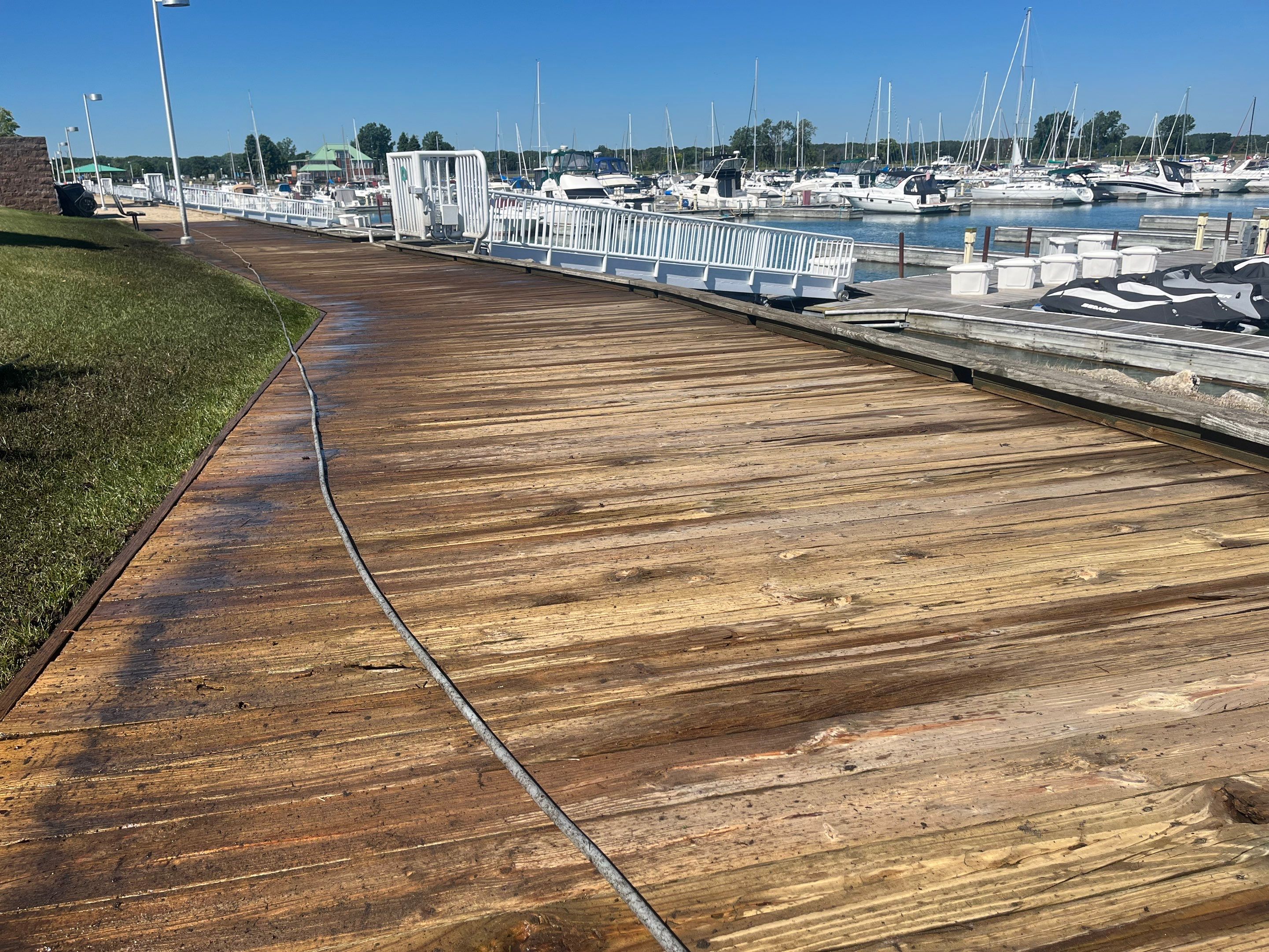 wood promenade cleaning by Northern Power Washing LLC.