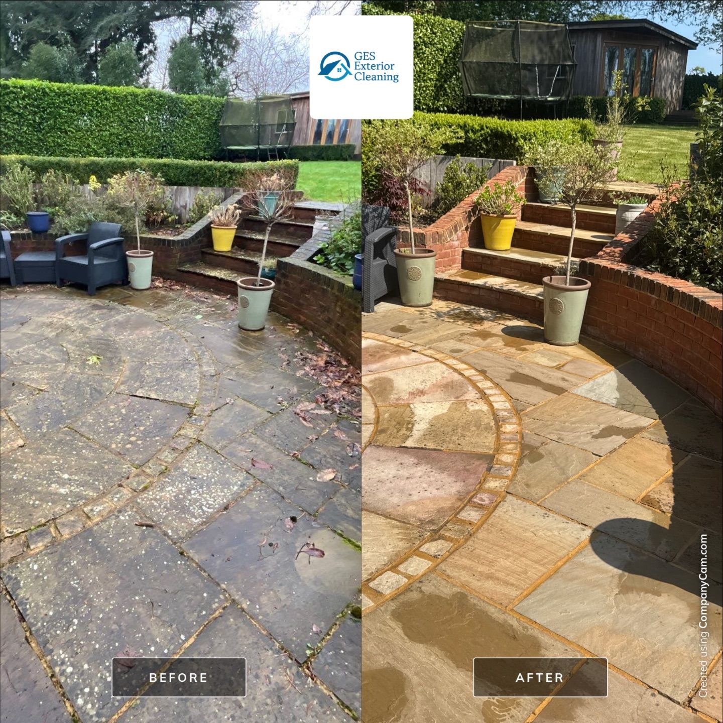 Patio Area Spring Clean using 18inch Whirlaway FSC by Ges Exterior Cleaning ltd