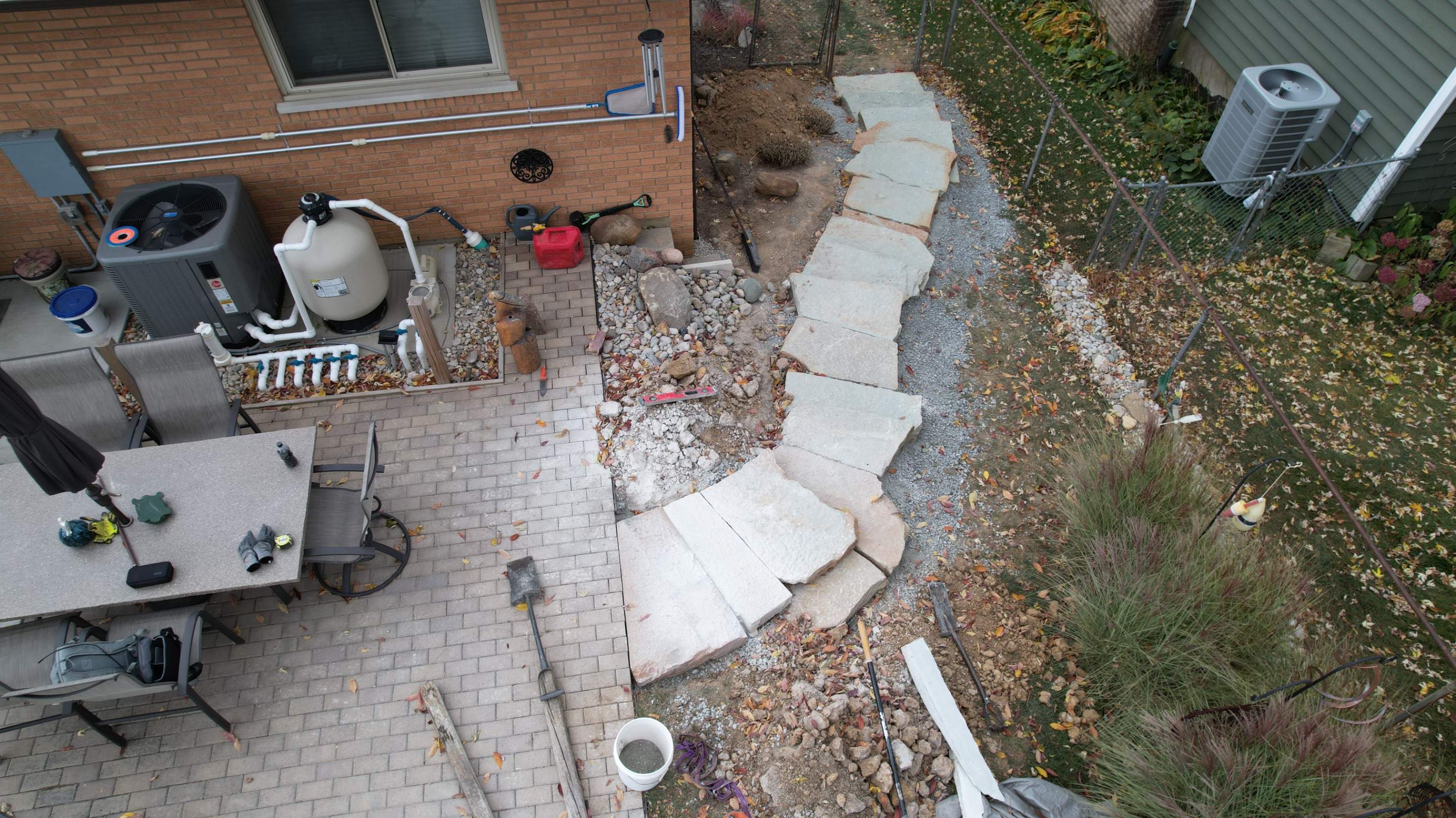 Rustic Buff Tread Stairway Installation by Reisenberg’s Lawn & Landscape, LLC