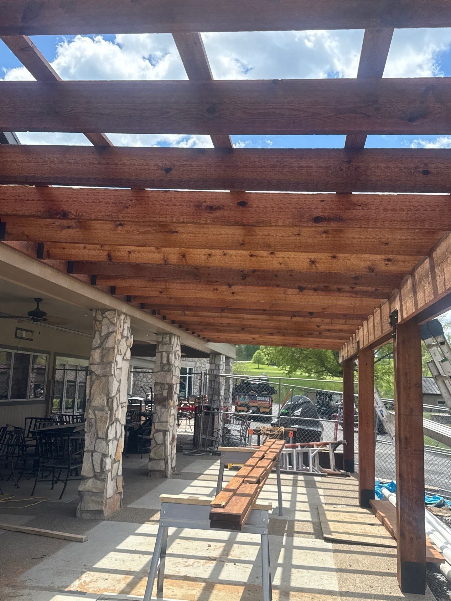 Custom Timber Pergola and Polycarbonate Roof Installation in Canonsburg by Cousins Roofing Siding & Decks
