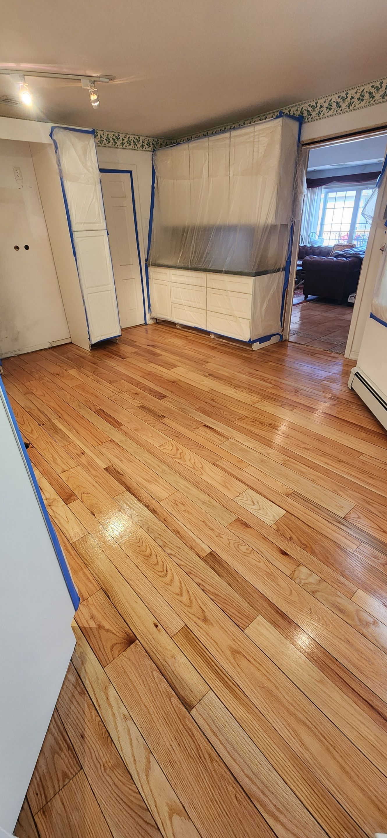 Red Oak refinish with Loba water based Gloss by Footprints Floors Morristown