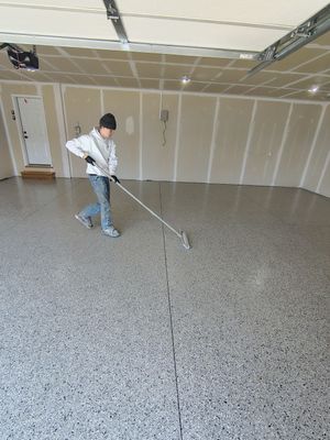 Epoxy Garage Floor Coating with Decorative Flake in Harrisburg