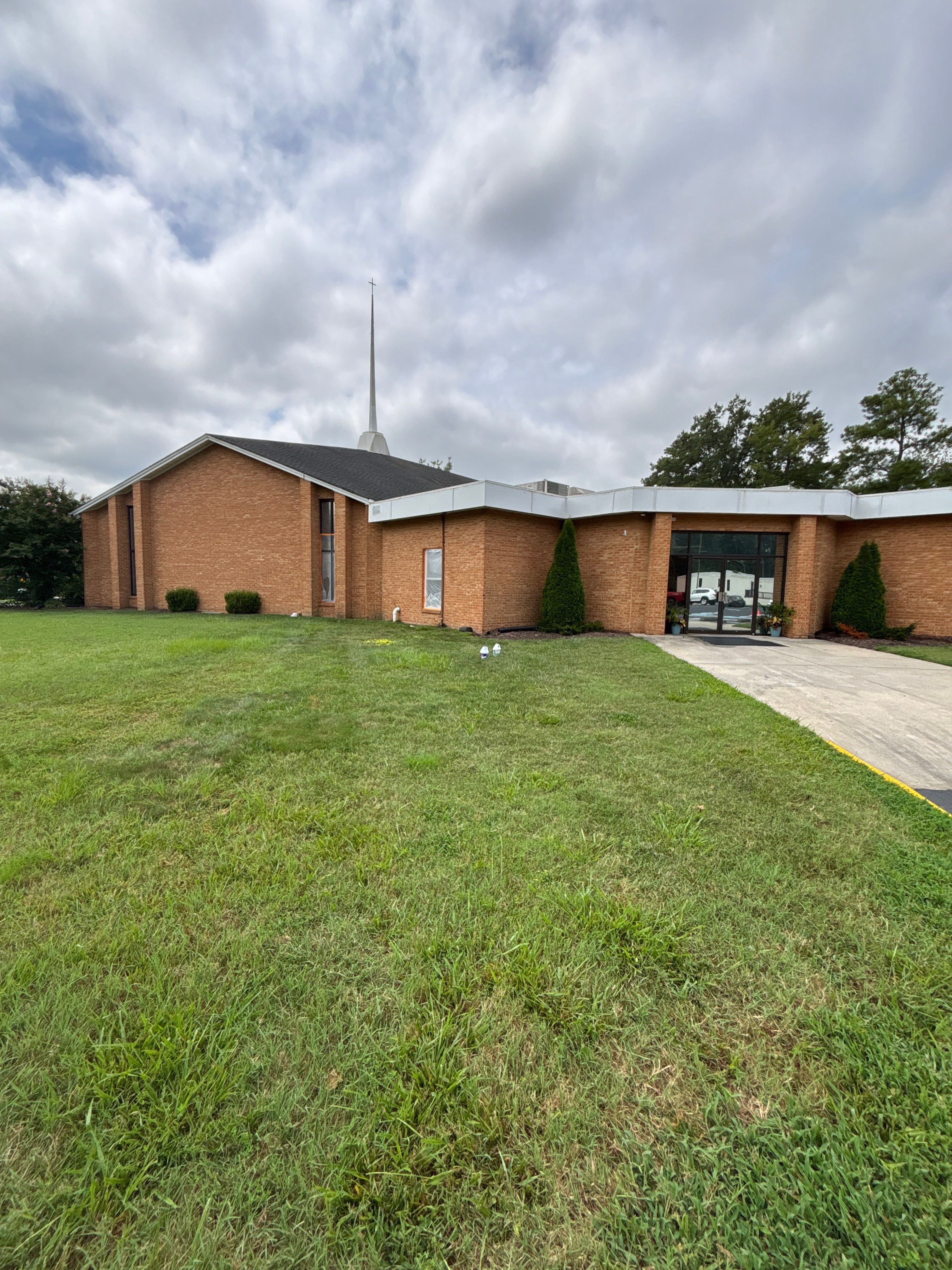 Church Exterior Brick Painting with Romabio Masonry Flat by Highfill Painting