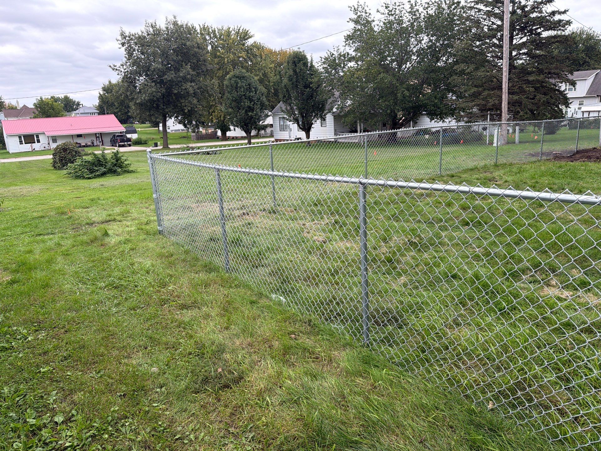 Tripoli Residential Galvanized Chain Link Fence with Double Gates by Perfect Picket Fence and Stain