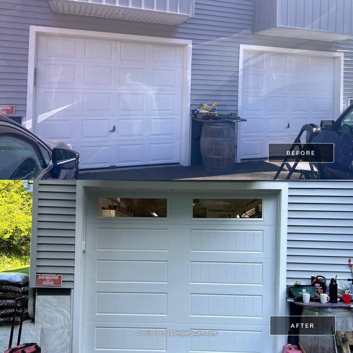 Garage Door Installation using Amarr Designer Choice door by DiGiorgi Roofing and Siding Inc