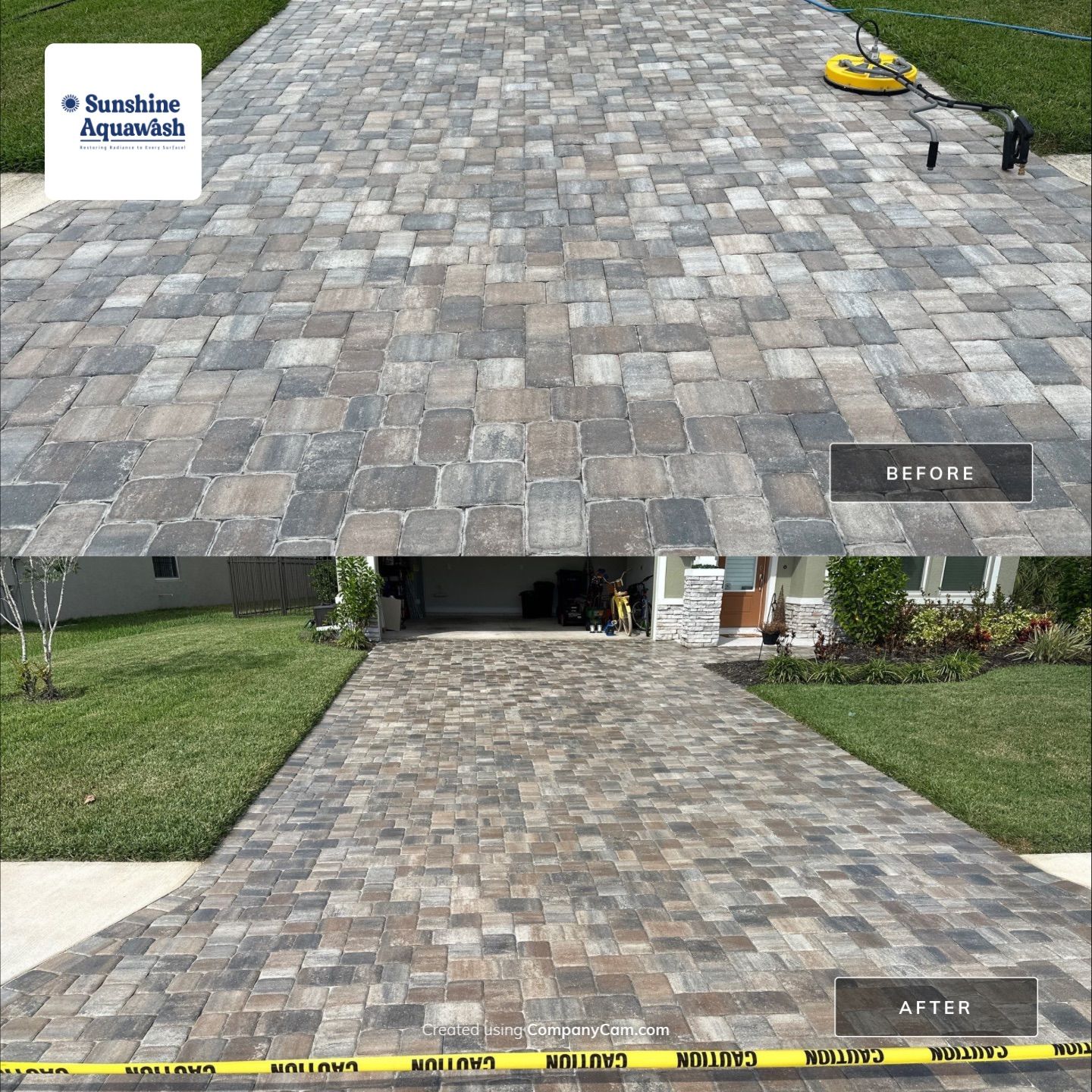 House Wash, Paver Driveway & Sidewalk Cleaning + Sanding & Sealing in Trevesta Community, Palmetto, FL by Sunshine AquaWash