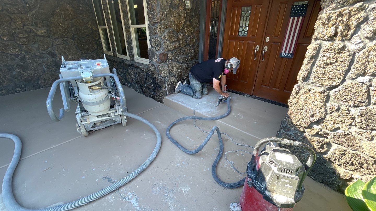 Patio Transformation using Rockford 1/8" Flake by Croc Coatings, LLC